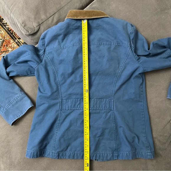 LL Bean Jacket Barn Chore Field Coat Corduroy Tipped Flannel Lined Blue Women M - Picture 7 of 9